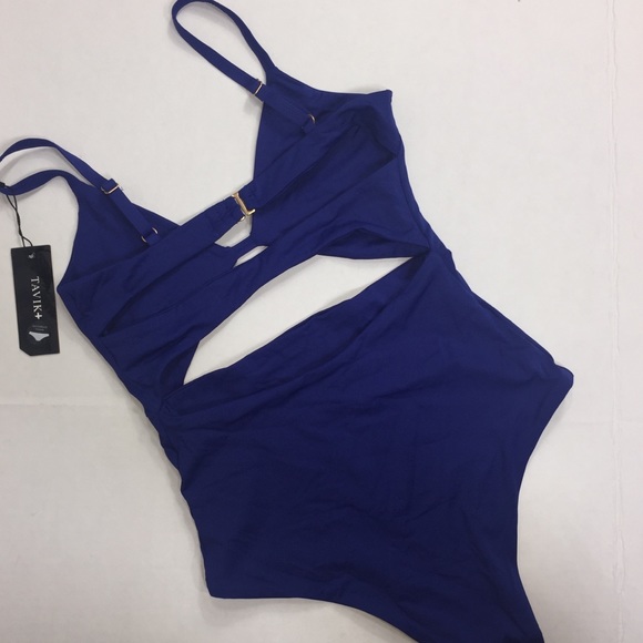 Tavik Strappy Cutout One Piece Swimsuit Moderate Coverage Blue XS - Picture 6 of 9